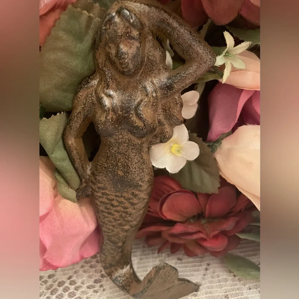 Rare Gorgeous Vintage Iron Mermaid Hook
